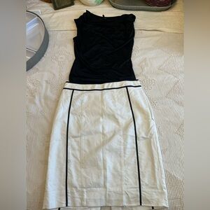 White House Black Market Black and White Pencil Skirt with Contrast Piping